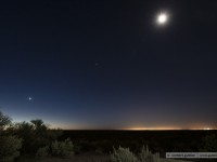 from left to right on the ecliptic: Venus, saturn, jupiter and moon